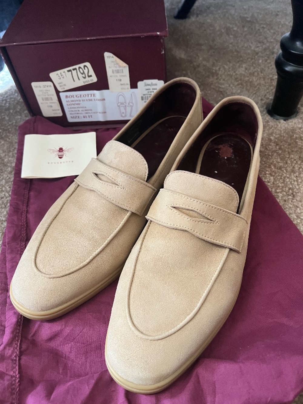 Suede loafers Bougeotte size 10, premium